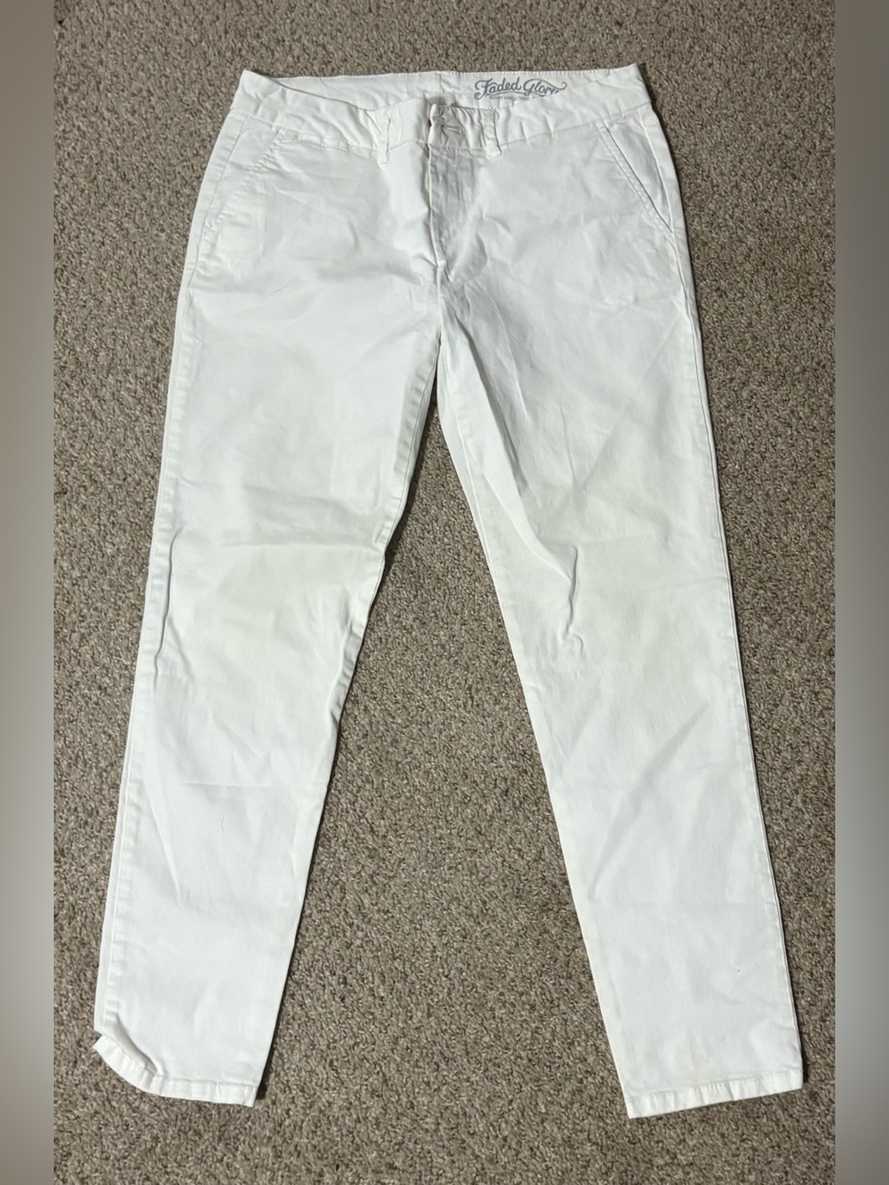 White Faded Glory Skinny Ankle Chino Pants